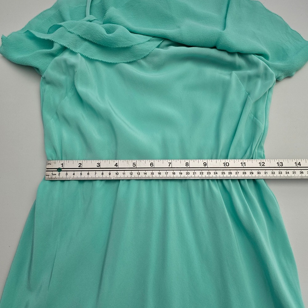 Wilfred Women's Aquamarine 100% Silk Ruffle Mini Slip Spaghetti Straps Dress S - Picture 9 of 11